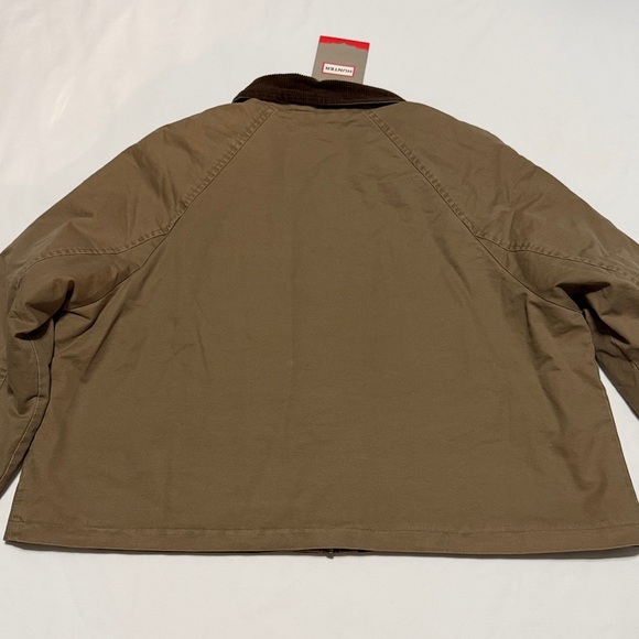 Hunter Insulated Tan Barn Crop Jacket with Dark Brown Corduroy Collar M NWT - Picture 13 of 16